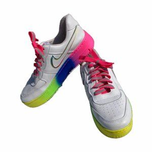 NIKE AIR FORCE 1 WHITE/PINK/BLUE/GREEN SIZE 10